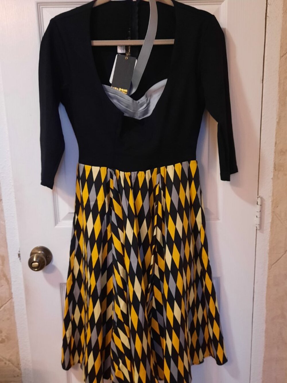 Pinup Couture yellow house harlequin dress NWT - Picture 2 of 3